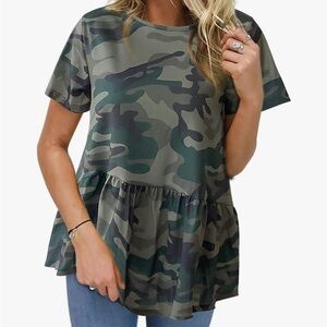 LIKE NEW HIBLUCO WOMENS SUMMER TOP CAMO COLOR SIZE XL